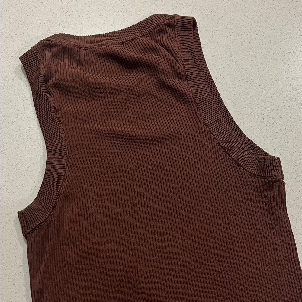 Zara Chocolate Ribbed Tank Top - Picture 7 of 11